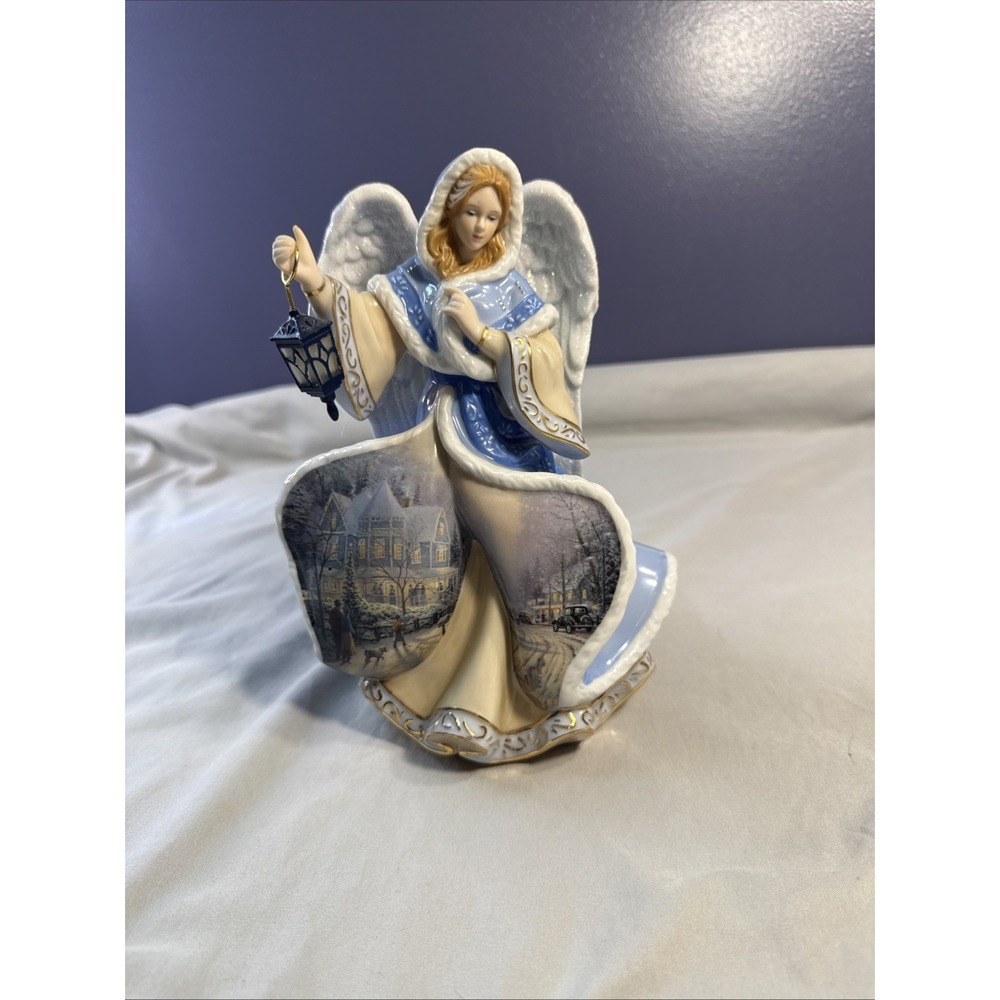 Vtg Thomas Kinkade Winter Angel of Light Figurine Bradford Editions 1st Issue